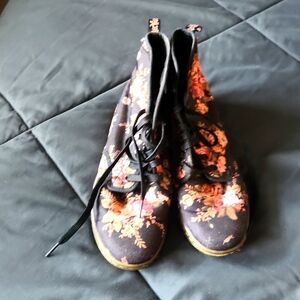 Doc Martens  Black with a Floral Vintage Pattern.